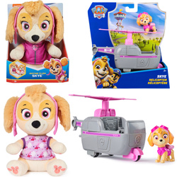 Psi Patrol Pojazd Z Figurką Skye Helikopter + Bedtime Przytulanka Plush Maskotka 25 Cm