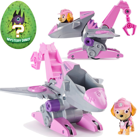 Psi Patrol Dino Rescue Skye figurka + pojazd odrzutowiec + dinozaur