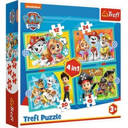 Psi Patrol kolorowe Puzzle Zestaw 4w1 Wesoła ekipa Psiego Patrolu 71 elementów Trefl