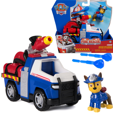 Psi Patrol Fire Rescue Pojazd z figurką Radiowóz policyjny Chase z pociskami wodnymi