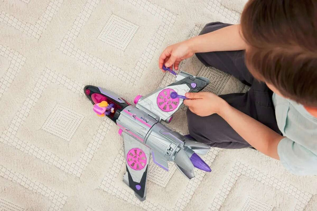 Psi Patrol The Mighty Movie Wielki Film Figurka Skye różowo szary odrzutowiec interaktywny pojazd Deluxe Światło Dźwięk