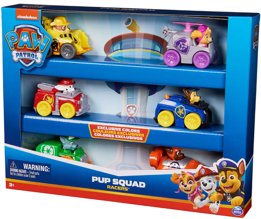 Psi Patrol Rescue Wheels Patroller Patrolowiec + Chase w autku + 6 autek pojazdy z figurkami Pup Squad Racers