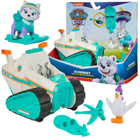 Psi Patrol Pojazd Skuter śnieżny z wyrzutnią Deluxe figurka Everest + kura Chickaletta