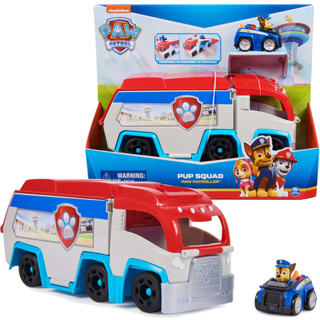 Psi Patrol Rescue Wheels Patroller Patrolowiec + Chase w autku + 6 autek pojazdy z figurkami Pup Squad Racers