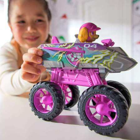 Zestaw Psi Patrol Skye pojazd odrzutowiec Rescue Wheels+ figurka i maskotka 15 cm