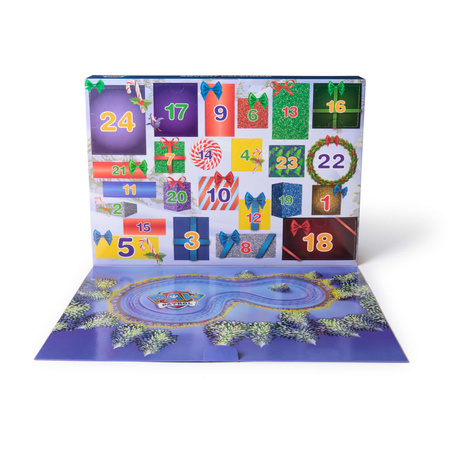 Psi Patrol Kalendarz adwentowy 24 niespodzianki figurki zwierzątek + zimowe akcesoria