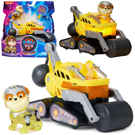 Psi Patrol Pojazd Walec Rubble I Jego Ekipa + Figurka The Mighty Movie Wielki Film światło dźwięk