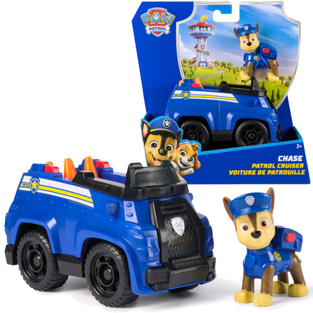 Psi Patrol Chase Pojazd z figurką Radiowóz policyjny + maskotka Chase 15 cm