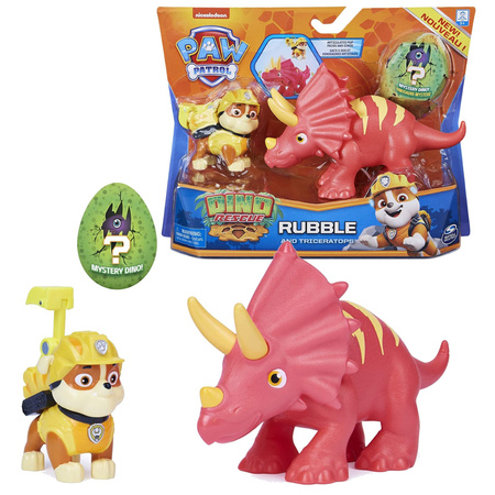 Psi Patrol Dino Rescue Rubble  Figurka I Dinozaur Triceratops + Niespodzianka