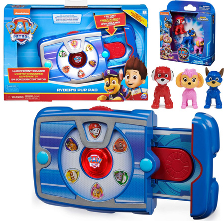 Psi Patrol Ryder Pad Tablet Rydera Z Dźwiękami  + Zestaw 3 figurki Skye Chase Marshall