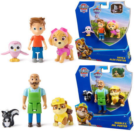 Psi Patrol Zestaw 6 figurek Alex Porter Pan Porter Skye Rubble sówka i skunks