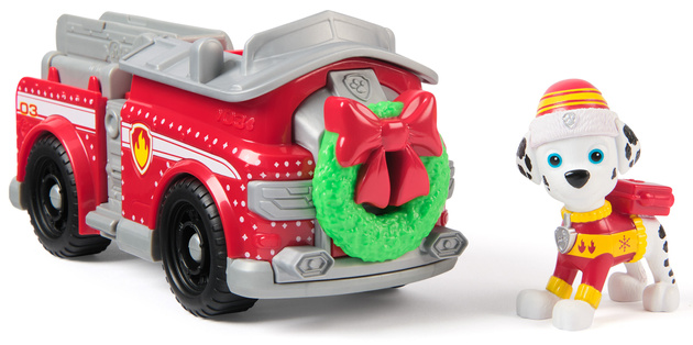 Psi Patrol świąteczny Pojazd z figurką Wóz Strażacki Marshalla + maskotka 18 cm