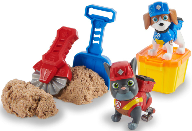 Psi Patrol Zestaw do budowania Rubble&Crew Rubble i jego ekipa Piesek Charger i Wheeler + Kinetic Sand + akcesoria