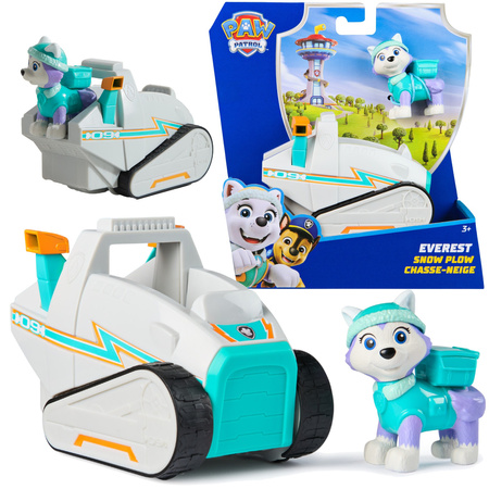 Psi Patrol Pojazd z figurką Everest skuter śnieżny Snow Plow + maskotka Everest Gund 16 cm