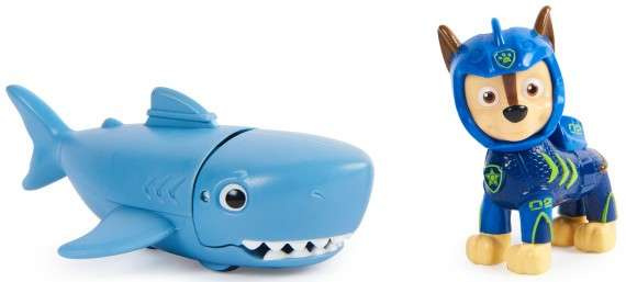 Psi Patrol Zestaw Aqua Pups mała figurka Chase i rekin z ruchomą głową