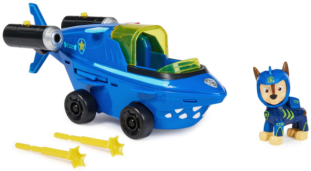 Psi Patrol 2w1 Chase Aqua Pups Zestaw Pojazd podwodny Rekin wyrzutnia + figurka