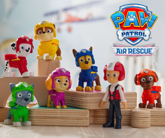Psi Patrol Air Rescue Duży Zestaw 7 Figurek Ruchome Ryder Chase Skye Marshall Rocky Rubble Zuma