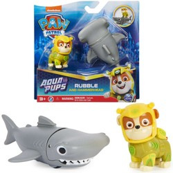 Psi Patrol Zestaw Aqua Pups figurka kolekcjonerska żółty Piesek Rubble i ryba Młot