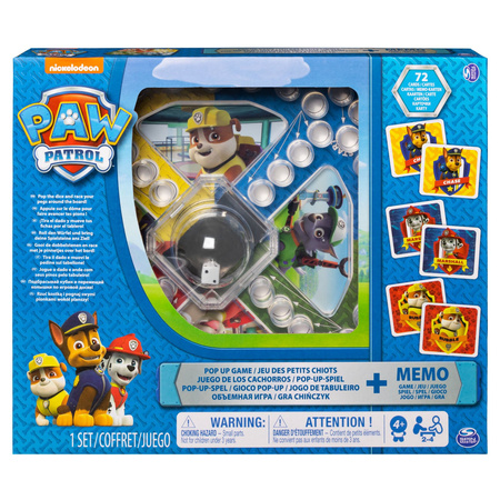 Psi Patrol Zestaw gier Gra planszowa Chińczyk Pop Up Pamięciowa Memo Memory