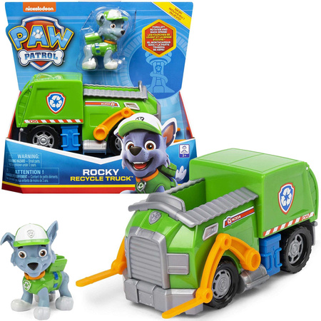 Psi Patrol Rocky pojazd śmieciarka i figurka