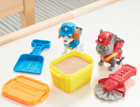 Psi Patrol Zestaw do budowania Rubble&Crew Rubble i jego ekipa Piesek Charger i Wheeler + Kinetic Sand + akcesoria