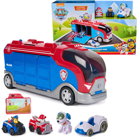 Zestaw Psi Patrol Patrolowiec Mission Cruiser Robo Pies + 7 pojazdow Pup Squad Gift