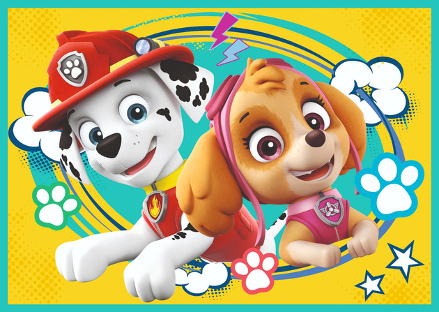 Psi Patrol kolorowe Puzzle Zestaw 4w1 Wesoła ekipa Psiego Patrolu 71 elementów Trefl