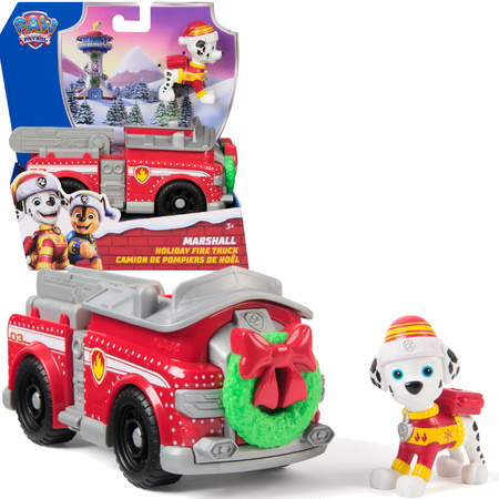 Psi Patrol świąteczny Pojazd z figurką Wóz Strażacki Marshalla + maskotka 18 cm