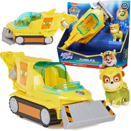 Psi Patrol Aqua Pups Rubble Pojazd podwodny Hammerhead + Rocky i ryba Piła Sawfish figurki