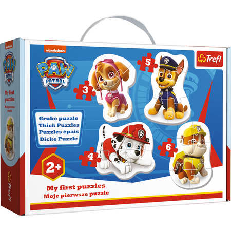 Psi Patrol Puzzle 4w1 Trefl Baby Classic Grube Pierwsza układanka dla dzieci Chase Marshall Rubble Skye