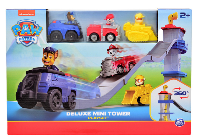 Psi Patrol Zestaw Deluxe wieża 3w1 z torem + 3 pojazdy z pieskami