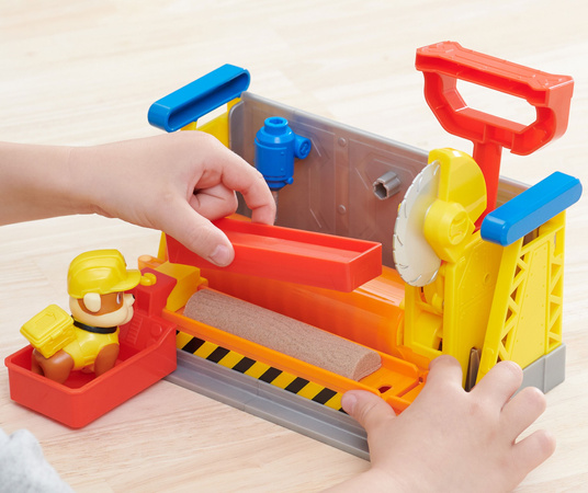 Psi Patrol Rubble i jego ekipa Rubble&Crew Warsztat Budowlany Zabawka z Ruchomymi Elementami dla Małych Konstruktorów z piaskiem kinetycznym