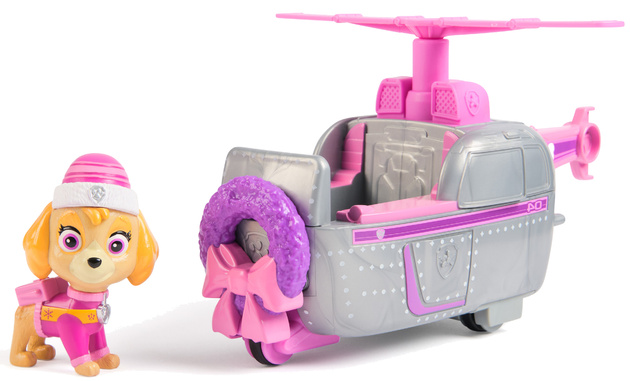 Psi Patrol świąteczny Pojazd z figurką Skye Helikopter i Figurka + maskotka Skye 15 cm