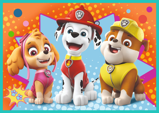 Psi Patrol kolorowe Puzzle Zestaw 4w1 Wesoła ekipa Psiego Patrolu 71 elementów Trefl