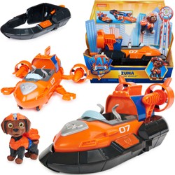 Psi Patrol Film Zuma figurka kolekcjonerska i transformujący pomarańczowy pojazd deluxe poduszkowiec Spin Master
