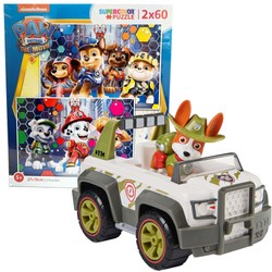 Psi Patrol Tracker Jeep Pojazd z figurką Jungle + Puzzle 2x60 elementów Psi Patrol Movie 