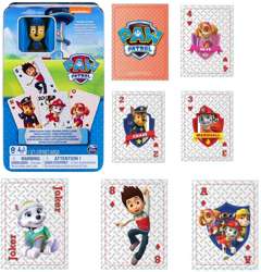 Psi Patrol kolorowa talia 54 karty do gry dla dzieci z figurką kolekcjonerska w puszce