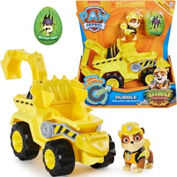 Zestaw Psi Patrol Dino Rescue Rubble figurka piesek + pojazd żółte auto koparka dinozaur niespodzianka 3+