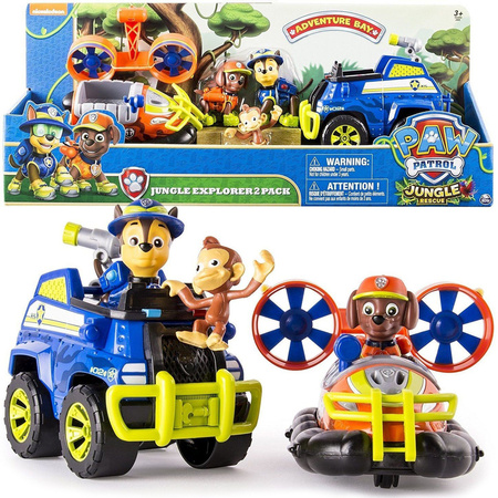 OUTLET Spin Master Psi Patrol Dżungla Poduszkowiec Zumy i Radiowóz Chase'a z figurkami NIEKOMPLETNE