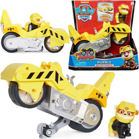 Psi Patrol 2w1 Rubble Deluxe Moto Pups Motopieski Żółty Motocykl Motor Pojazd + figurka