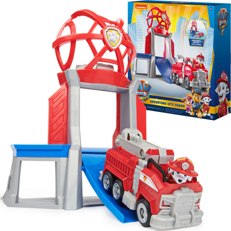 Psi Patrol Adventure City Tower baza z pojazdem i figurka Marshalla