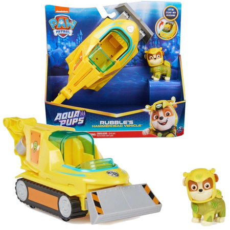 Psi Patrol Aqua Pups zestaw pojazd ryba młot z figurką Rubble