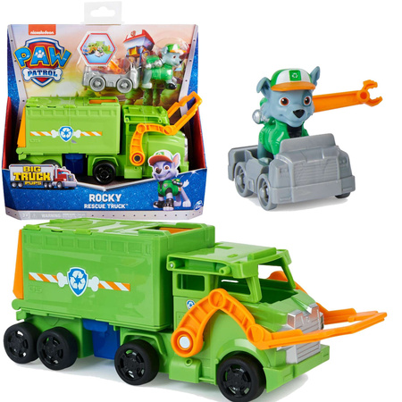 Psi Patrol Big Truck Pups ciężarówka śmieciarka Rocky figurka i pojazd