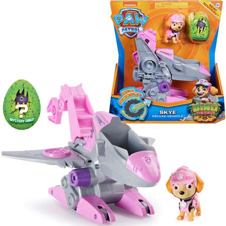 Psi Patrol Dino Rescue Skye figurka + pojazd odrzutowiec + dinozaur