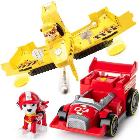 Psi Patrol Flip and Fly Rubble i Marshall Transformujący buldożer i wyścigówka