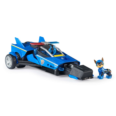 Psi Patrol The Movie 2 Figurka Chase Niebieski pojazd wóz policyjny Interaktywne autko Deluxe światło dźwięk 