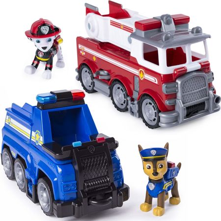 Psi Patrol Ultimate Rescue figurki Chase i Marshalll + radiowóz i wóz strażacki