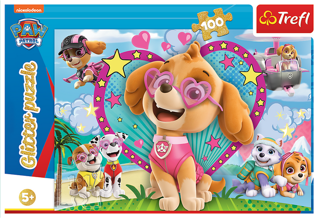 Trefl Puzzle glitter błyszczące Psi Patrol W blasku Skye 100 elementów